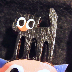 OTTA 手描きイラスト 木製マグネット チェコ 水玉猫 黒猫 プラハ カレル橋 7枚目の画像