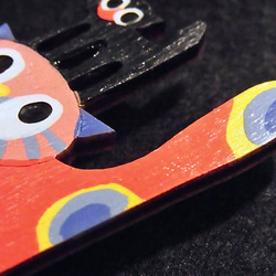 OTTA 手描きイラスト 木製マグネット チェコ 水玉猫 黒猫 プラハ カレル橋 5枚目の画像