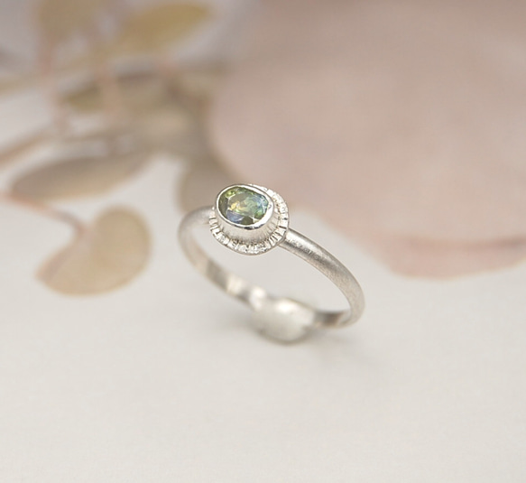 Yellow Green Sapphire Ring 《送料無料》/SV950 1枚目の画像