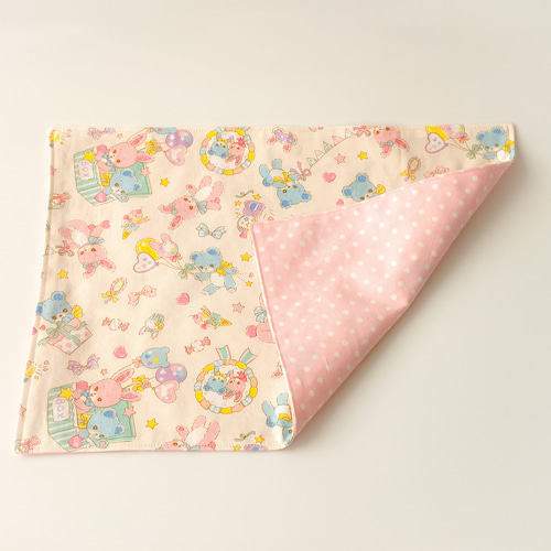 ハンドメイド ランチョンマット2枚セット くまちゃん柄 うさぎちゃん柄