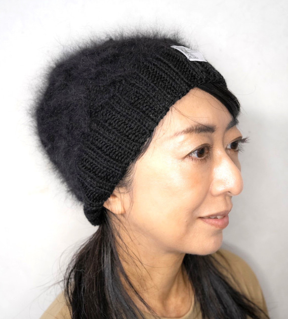 ニット帽（ブラック・モヘア） ニット帽・ビーニー Kultainen