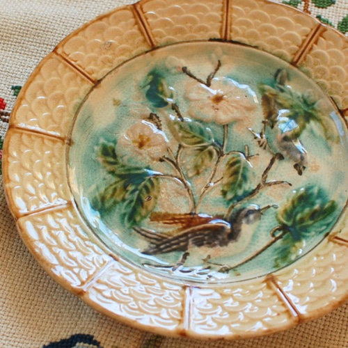 Luneville 小鳥 ツバメ フランス アンティーク プレート フランス