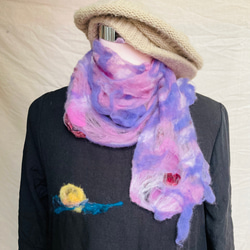 Mum羊毛氈手創作品--多層次花花飾界圍巾/衣飾 第6張的照片