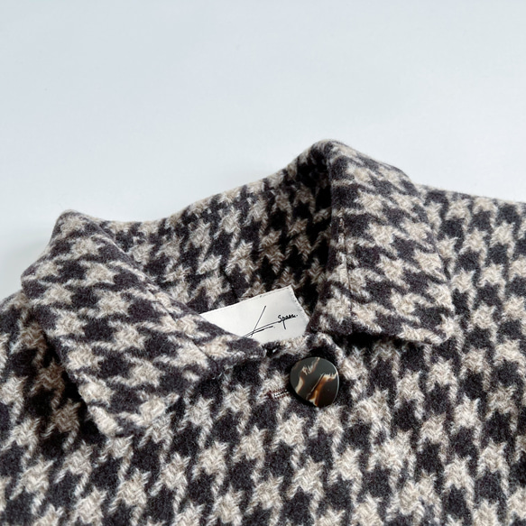 【NEW OPEN★送料無料】⁂特殊加工両面生地⁂ウール100%⁂スタンド襟＊ロング丈長コート*チェック柄*C-7ZB 7ZB