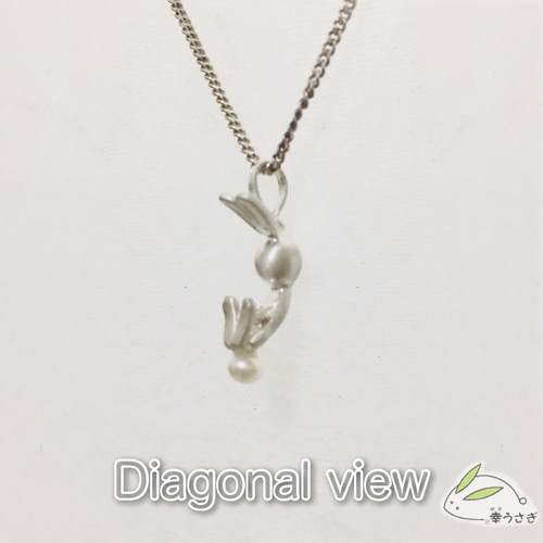うさぎデザイン パール尻尾ペンダントヘッド－マット仕上げ（sv925