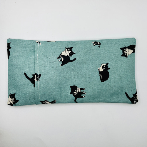 ターコイズ ハチワレ黒猫ちゃん ハンドメイド あずきカイロ ホットアイ 