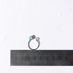 【一点物】 スリーピングビューティーターコイズ & ハーキマーダイヤモンド リング 指輪 フリーサイズ(No.2403) 5枚目の画像