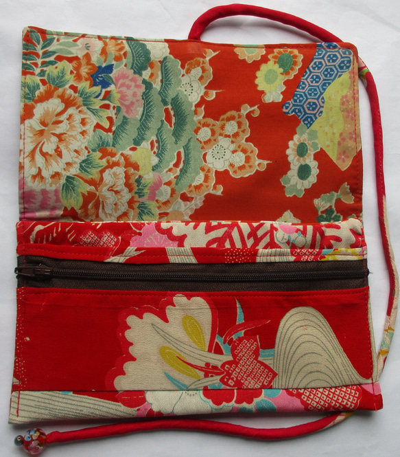 ７４１４　花柄の着物で作った和風財布・ポーチ#送料無料 5枚目の画像