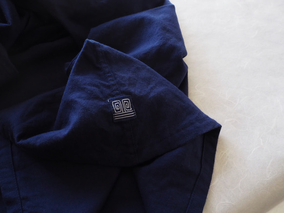 蓬鬆拉絨棉質簡約長袖上衣/海軍藍 第5張的照片