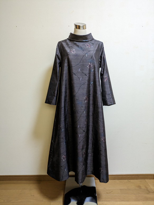 SOLD 着物リメイク ワンピース 大島紬 M〜L ワンピース さらあお