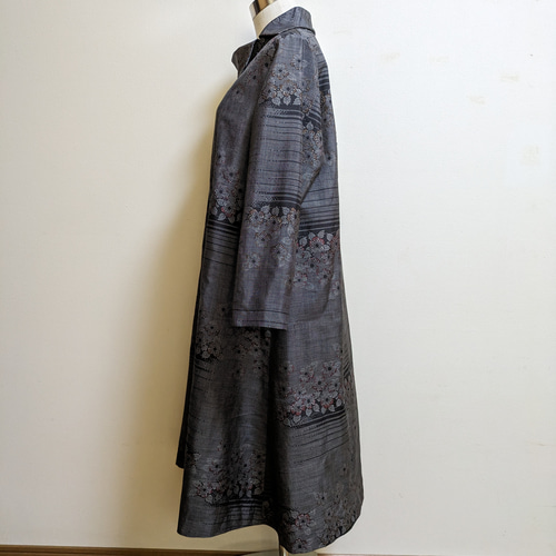 SOLD 着物リメイク ワンピース 大島紬 L〜LL ワンピース さら