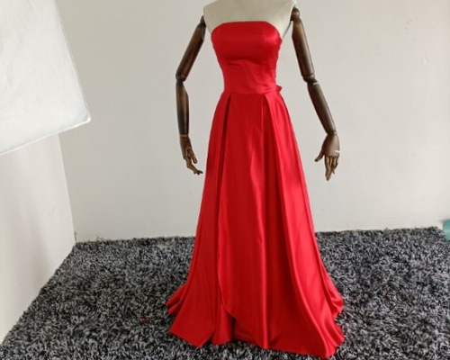 高品質！パーティードレス 赤 オフショル ロングトレーン プリンセス