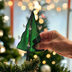 クリスマスツリー　ステンドグラス雑貨　クリスマス置物　インテリア雑貨　ミニオブジェ　季節物　リビングダイニング　送料無料 2枚目の画像