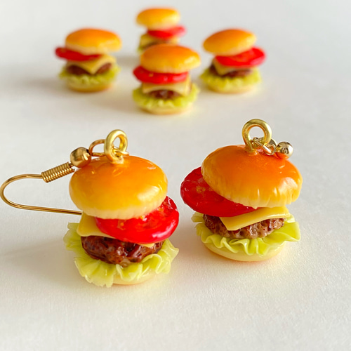 カフェのハンバーガーのピアス＊イヤリング ピアス（フック・チェーン