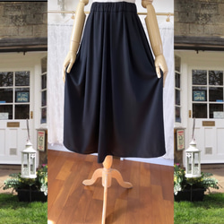 黒ウールニットのセットアップ『ボトルネックブラウス・サイズフリースカート・薄手ウール 』 8枚目の画像