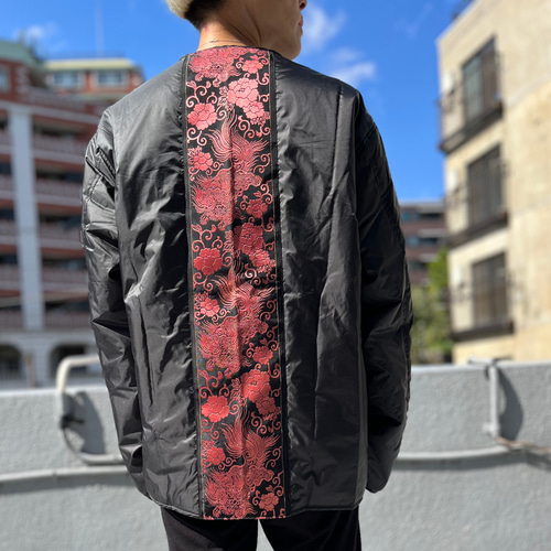 唐獅子牡丹帯 パッチワーク ビックシルエット中綿入ナイロンジャケット  