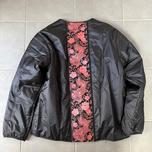 唐獅子牡丹帯 パッチワーク ビックシルエット中綿入ナイロンジャケット  