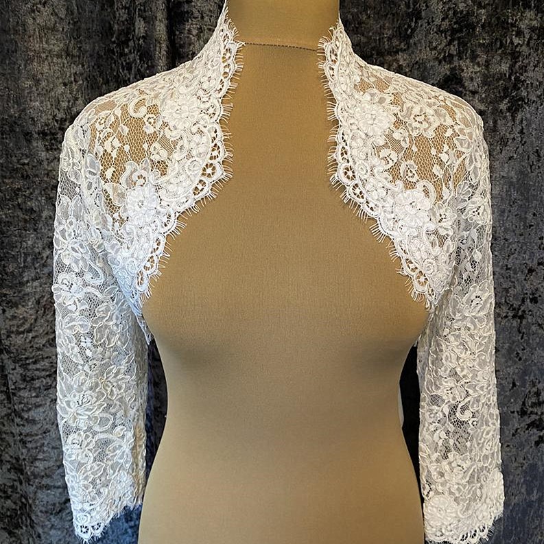 フランス風 ウエディングドレス オフホワイト 七分袖丈 ボレロ 花嫁/ブライズメイド/結婚式/披露宴