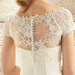 法式婚紗波萊羅短袖短袖新娘/伴娘/婚禮/招待會法式袖 第6張的照片