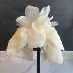 【一点もの】ウェディング　ブライダル 結婚式　花嫁　トーク帽　ヘッドドレス　ヘアパーツ　ヘアアクセサリー　花　フラワー　 2枚目の画像