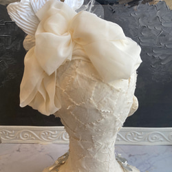【一点もの】ウェディング　ブライダル 結婚式　花嫁　トーク帽　ヘッドドレス　ヘアパーツ　ヘアアクセサリー　花　フラワー　 6枚目の画像