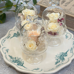 ♡プリザーブドフラワー　ガラスドームアレンジ（小鳥）♡お供えにも　神具　仏具2024 2枚目の画像