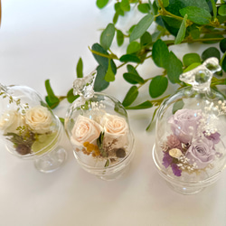 ♡プリザーブドフラワー　ガラスドームアレンジ（小鳥）♡お供えにも　神具　仏具2024 8枚目の画像