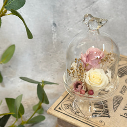 ♡プリザーブドフラワー　ガラスドームアレンジ（小鳥）♡お供えにも　神具　仏具2024 1枚目の画像