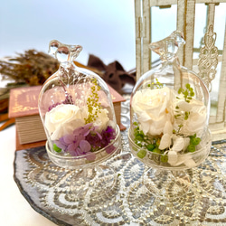 ♡プリザーブドフラワー　ガラスドームアレンジ（小鳥）♡お供えにも　神具　仏具2024 5枚目の画像