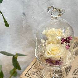 ♡プリザーブドフラワー　ガラスドームアレンジ（小鳥）♡お供えにも　神具　仏具2024 9枚目の画像