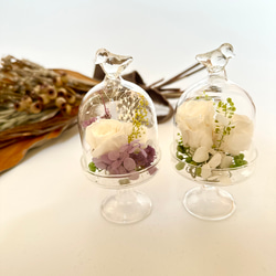 ♡プリザーブドフラワー　ガラスドームアレンジ（小鳥）♡お供えにも　神具　仏具2024 4枚目の画像