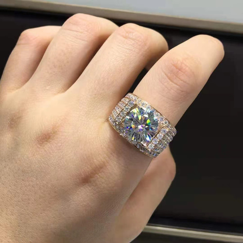 豪華仕様】5カラット モアサナイト ダイヤ リング メンズ リング 指輪  