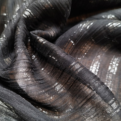 シルク・ナイロン・ラメ　格子楊柳ナイロンラメ/黒×透明ラメ　11.5匁　幅100cm　/C410 5枚目の画像