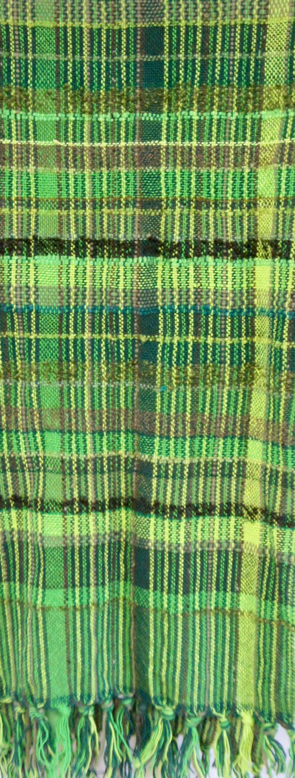 さをり織り　★手織りのストール★  さおり織り　緑　グリーン　マフラー　一点物　個性的　ユニーク　 3枚目の画像
