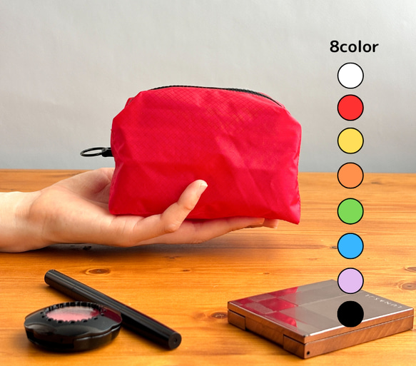 選べる8色♪内ポケット付きナイロン化粧ポーチ　撥水コスメポーチ 1枚目の画像