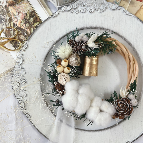 白いクリスマスリース ホワイトクリスマスリース クリスマスリース クリスマス ホワイト 玄関