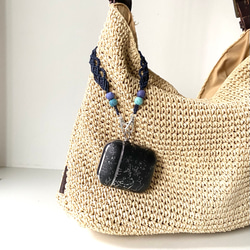 ［※1点限り］ macrame ⌘ kantha カンタビーズマクラメレース　Wナスカンストラップ［32cm］パープル 6枚目の画像