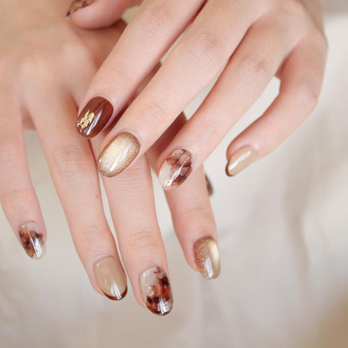 秋の大人インクニュアンスネイル-brown-◇ネイルチップ【aki-No.15