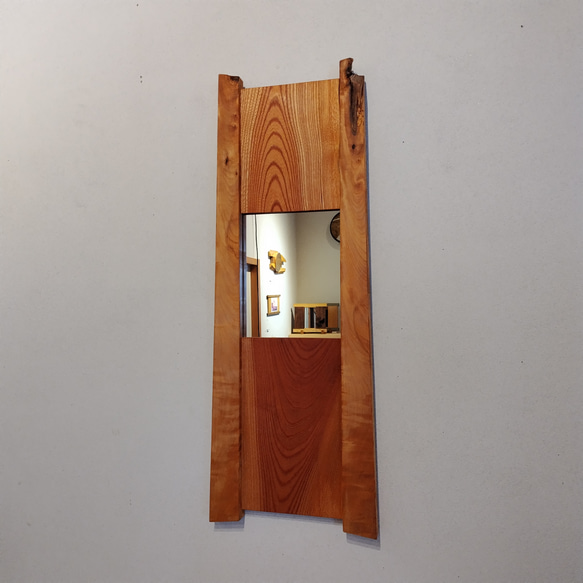 「 トチ･ケヤキ 」の木枠の鏡　【現品】 1枚目の画像