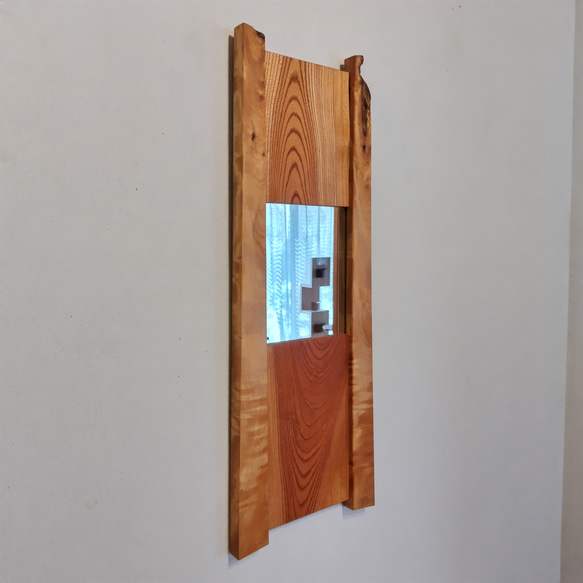 「 トチ･ケヤキ 」の木枠の鏡　【現品】 3枚目の画像