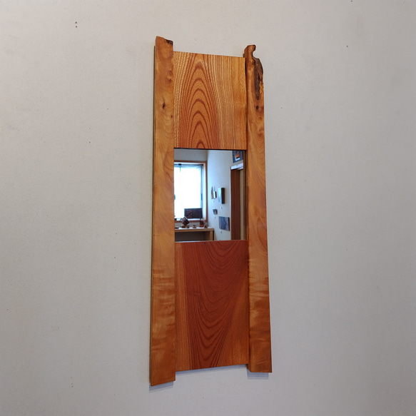 「 トチ･ケヤキ 」の木枠の鏡　【現品】 2枚目の画像