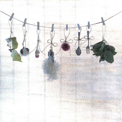 予約販売】ホワイト カトラリー ドライフラワー ガーランド 8点セット  