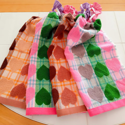 タオルエプロン おりこうエプロン 4枚セット ☆ハート ピンク  