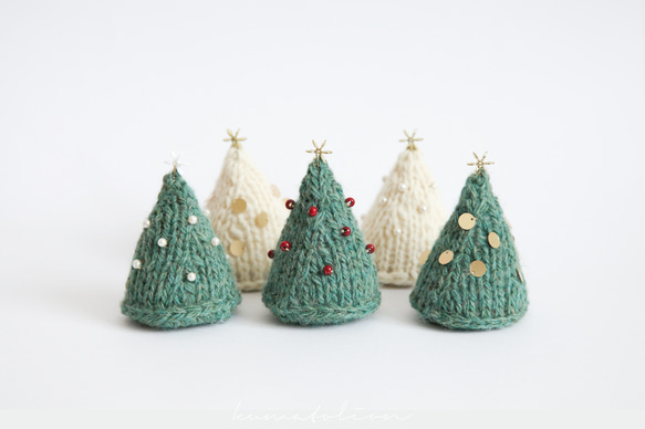 ニットのクリスマスツリー [受注制作] ウール 編み物 毛糸 ギフトラッピング クリスマスギフト 14枚目の画像