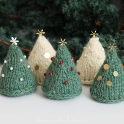 ニットのクリスマスツリー [受注制作] ウール 編み物 毛糸 ギフトラッピング クリスマスギフト 7枚目の画像