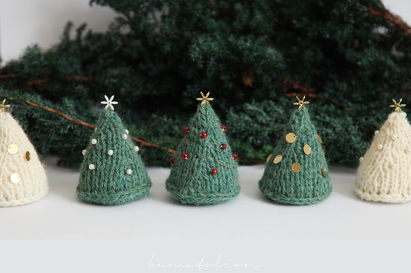 ニットのクリスマスツリー [受注制作] ウール 編み物 毛糸 ギフトラッピング クリスマスギフト 15枚目の画像