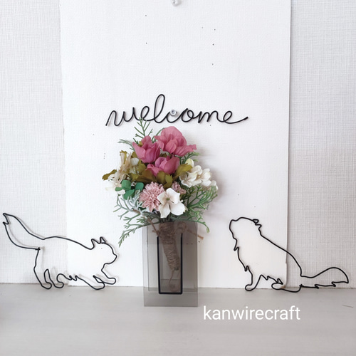 受注制作】ワイヤークラフト ワイヤーアート ねこ 猫 welcome