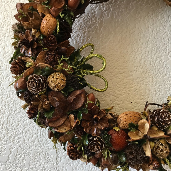 ☆北欧の森のシックでお洒落なアンティークリース　31cm（新作＊一点限定＊送料無料） 