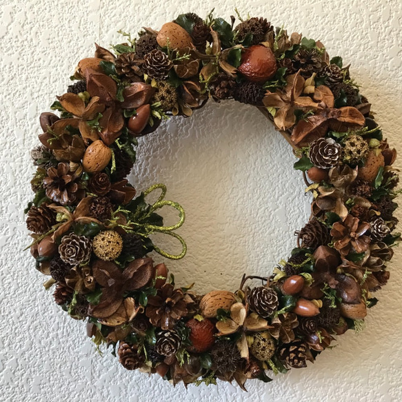 ☆北欧の森のシックでお洒落なアンティークリース　31cm（新作＊一点限定＊送料無料） 