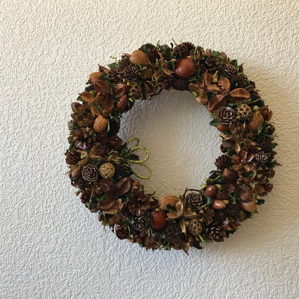 ☆北欧の森のシックでお洒落なアンティークリース　31cm（新作＊一点限定＊送料無料） 